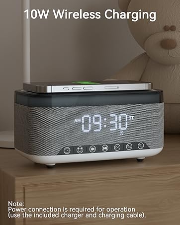 Wireless Charging Alarm Clock Speaker