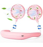 Portable Neck Fan Hand Free Personal Mini Fans USB neck hang fan, 360 Degree Free Rotation person...