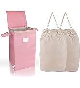 MCleanPin Pink Laundry Hamper with Lid and 2 Removable Bags, 71L Collapsible Dirty Clothes Hamper...