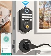 Smart WiFi Door Lock Set: HEANTLE Keyless Entry Front Door Lock Fingerprint Electronic Digital Ke...