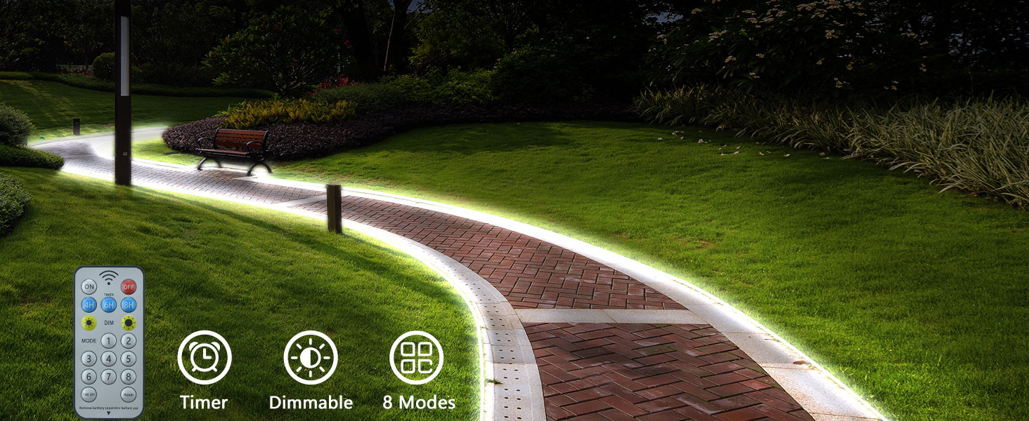 Solar Light Strip Outdoor Waterproof LED Light Strip Timer Self Adhesive Strip lights