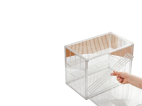 Clear Acrylic Display Boxes,4 Tiers Display Case with 3 Movable Plate,Display Box with Magnetic Door