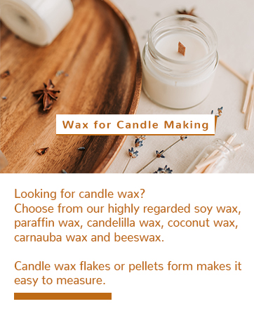 Candle wax flakes or pellets for easy handling and melting, are a great option for beginners