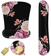 Keyboard Wrist Rest Mouse Pad Black Memory Foam Ergonomic Computer Wrist Support Coaster Set Easy...