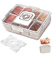 Tiaforza Portable Snackle Box Container with Ice Pack, Drain Tray &amp; 8 Compartment Divisible Servi...