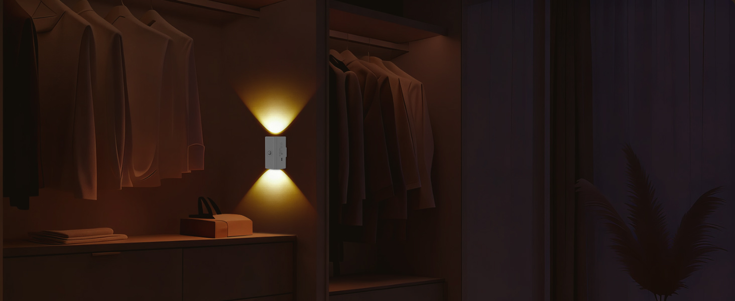 easuntec warm white night light rechargeable motion sensor magnetic stick on white pc 013