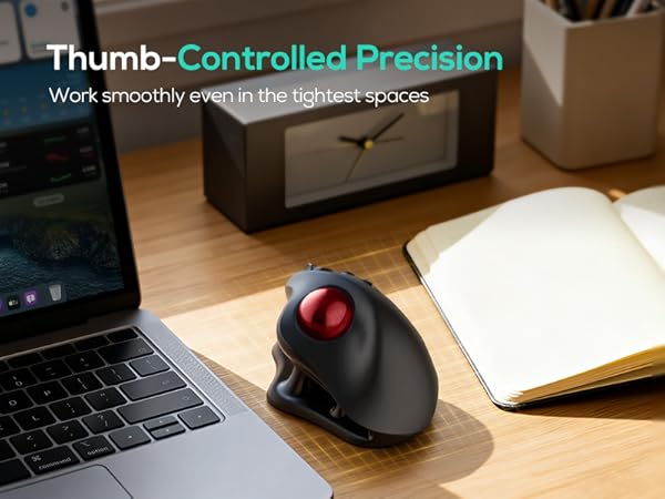 Nulea M511 Wireless Trackball Mouse, Rechargeable Ergonomic Thumb-Control Mouse with Tilt Stand