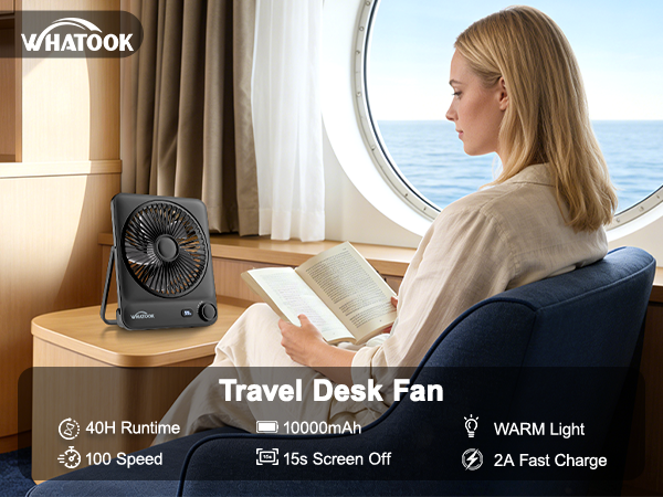 fan portable rechargeable travel desk battery mini small cruise powered operated