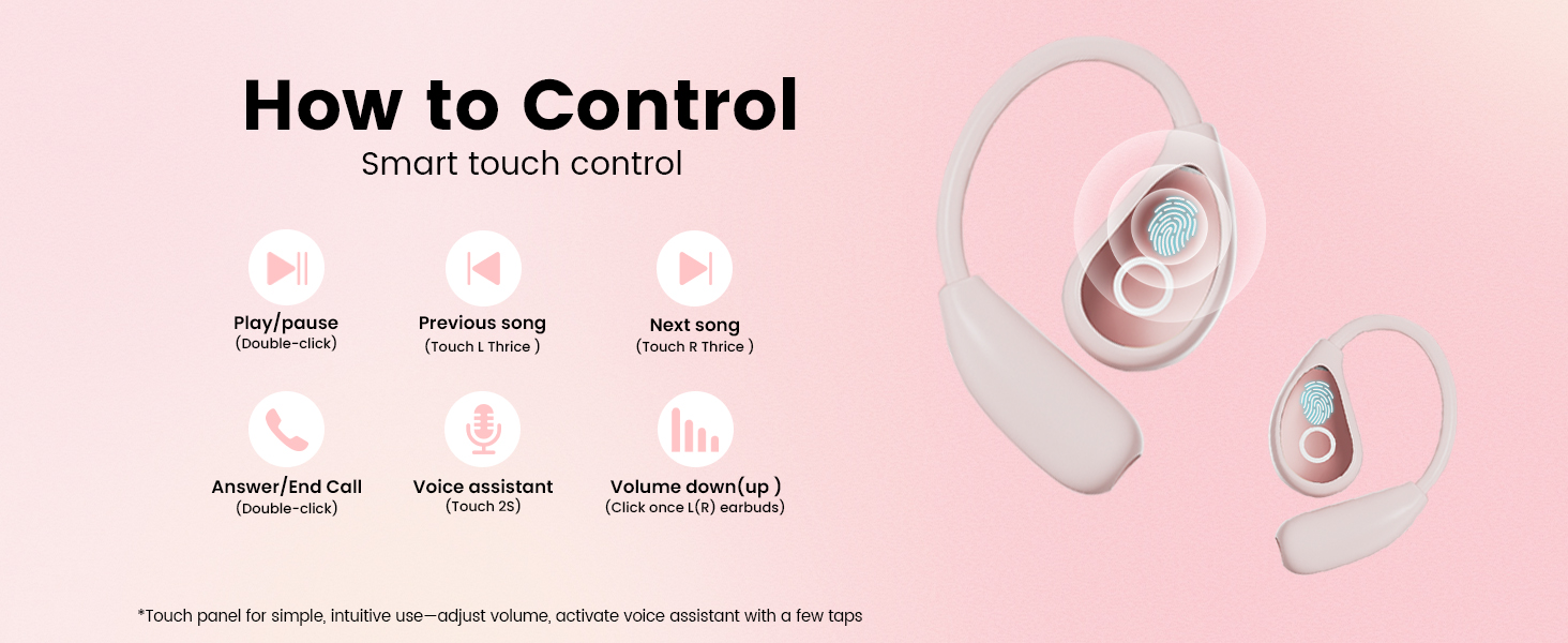 Open Ear Earbuds wireless bluetooth Headphones 5.4 Sports with Smart Digital Display