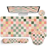 LIMKRIAN Checkered Desk Mat Large Mouse Pad for Office Desk Decor Supplies | Mouse Pad with Gel W...