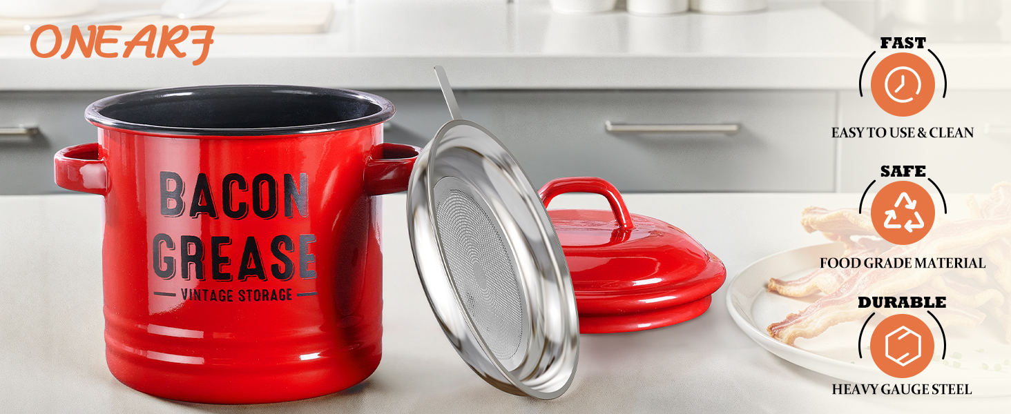 bacon grease container with strainer