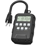 BN-LINK 7 Day Outdoor Heavy Duty Digital Programmable Timer, 125VAC, 60Hz, Dual Outlet, Weatherpr...