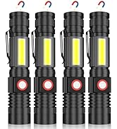 Hoxida Magnetic Flashlight USB Rechargeable, Super Bright LED Tactical Flashlight with Cob Sideli...