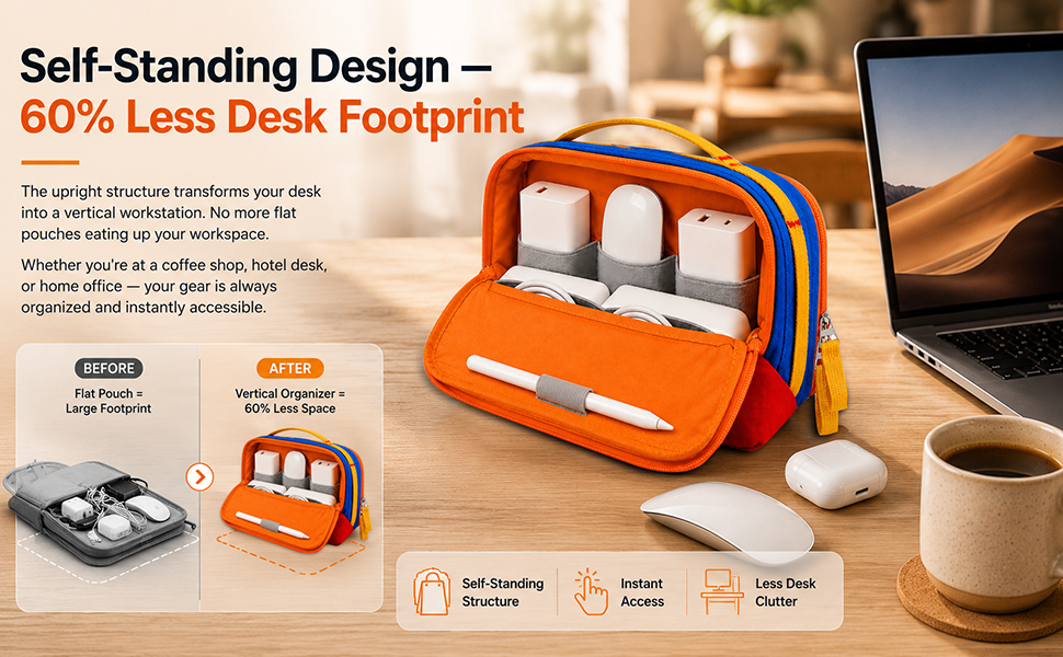 less desk clutter