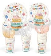 Childom 96 Pcs Birthday Party Supplies Set,Disposable Plates for Birthday Decorations,Paper Plate...