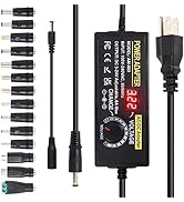 3~24V 6A Adjustable Power Supply 144W Universal Power Adapter with 5.5 x 2.1mm Tip, 3V 5V 6V 9V 1...