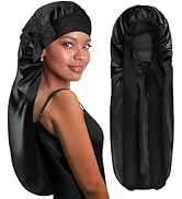 BONNET QUEEN Braid Bonnet Silk Bonnet Foldable Extra Long Wrap for Braids Satin Bonnets with Tie ...