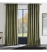 Topfinel Olive Green Velvet Curtains 84 Inches Long for Living Room,Blackout Thermal Insulated Cu...