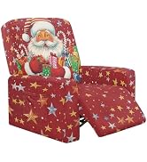Doojoayie Christmas Cow Couch Slipcover Red Recliner Chair Covers Removable Decorative Xmas Couch...
