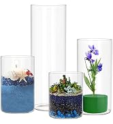 Frcctre Set of 4 Glass Cylinder Vase, Table Flowers Vase, Clear Floating Candle Holders for Home ...