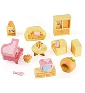 Magibeads 15Pcs Resin Mini Dollhouse Decor Sofa Table Bookcase Piano Living Room Miniature Furnit...
