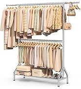 EAGMAK Double Rod Clothing Rack Load 622 LBS, Heavy Duty Clothes Rack for Hanging Clothes, 82.68 ...