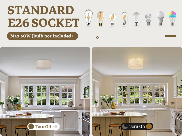 linen flush mount ceiling light