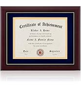 ELSKER&amp;HOME 8.5x11 Certificate Frame - Solid Wood - Wide Molding - Luxury Navy Velvet Mat - Semi-...