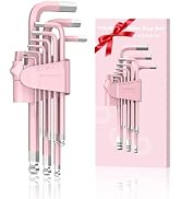 TOOGOND 9 PCS Pink Allen Key Set, Cr-V Pink Allen Wrench Set Tools for Women, Long Ball End Hex K...