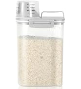 TBMax Rice Storage container 4 Lbs, Small Rice Dispenser with Measuring Cup, Grey Cereal Containe...