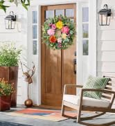 Waipfaru Spring Wreaths for Front Door Outside, 24in Summer Wreaths Easter Wreath, Large Front Do...