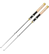 Telescopic Ice Fishing Rod, 2 Packs Mini Fishing Rod Cork HandlePortable Travel Fishing Pole for ...