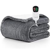 Homemate Heated Blanket Electric Throw - 50"x60" Heating Blanket Throw 1/2/4/6/8 Hours Auto-off 1...