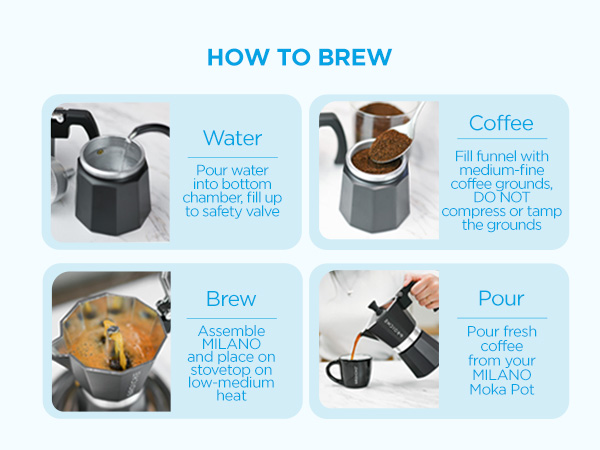 milano moka pot stovetop espresso coffee maker italian cuban coffee percolator grosche brewer