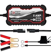 FOVAL 5A Smart Car Battery Charger, 6V and 12V Battery Charger Automotive, Battery Maintainer, Tr...