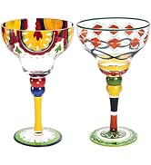 ZAVOOS Set of 2 Margarita Glass, 10 Oz Mexican Hand Blown Glasses Modern Bar Cups for Martini, Ha...