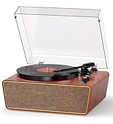 MANGOSTAN High Fidelity Belt-Driven Turntable with Built-in Speakers, 3-Speed Vinyl Record Player...