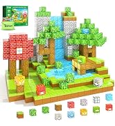 100PCS Magnetic Blocks - Build Mine Magnet World Forest Dinosaur Edition, Sensory STEM Constructi...