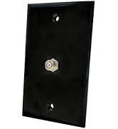 BUPLDET 1 Port Coax Cable Wall Plate Black - Single Gang TV Coax F-Type Outlet Cover Plate for Co...