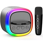 HWWR Mini Karaoke Machine for Kids: Portable Bluetooth Speaker with Wireless Microphone for Kids ...