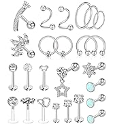 ONESING 12-25 Pcs 16G Tragus Earrings for Women Men Cartilage Earrings Labret Stud Tragus Piercin...