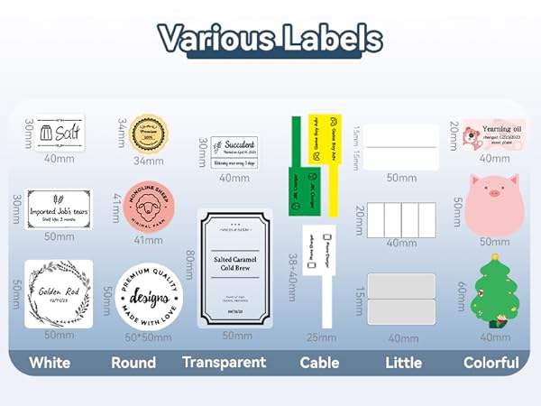 Various Labels for Home/Business/Office/School