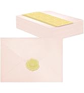 50 PCS Pearl Pink A7 Envelopes with Stickers, Shimmering 5x7 Envelopes for Invitations, Great for...