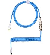 Kraken Light Blue Coiled Keyboard Cable - Artisan Coiled USB C Cable with Aviator Connector for M...