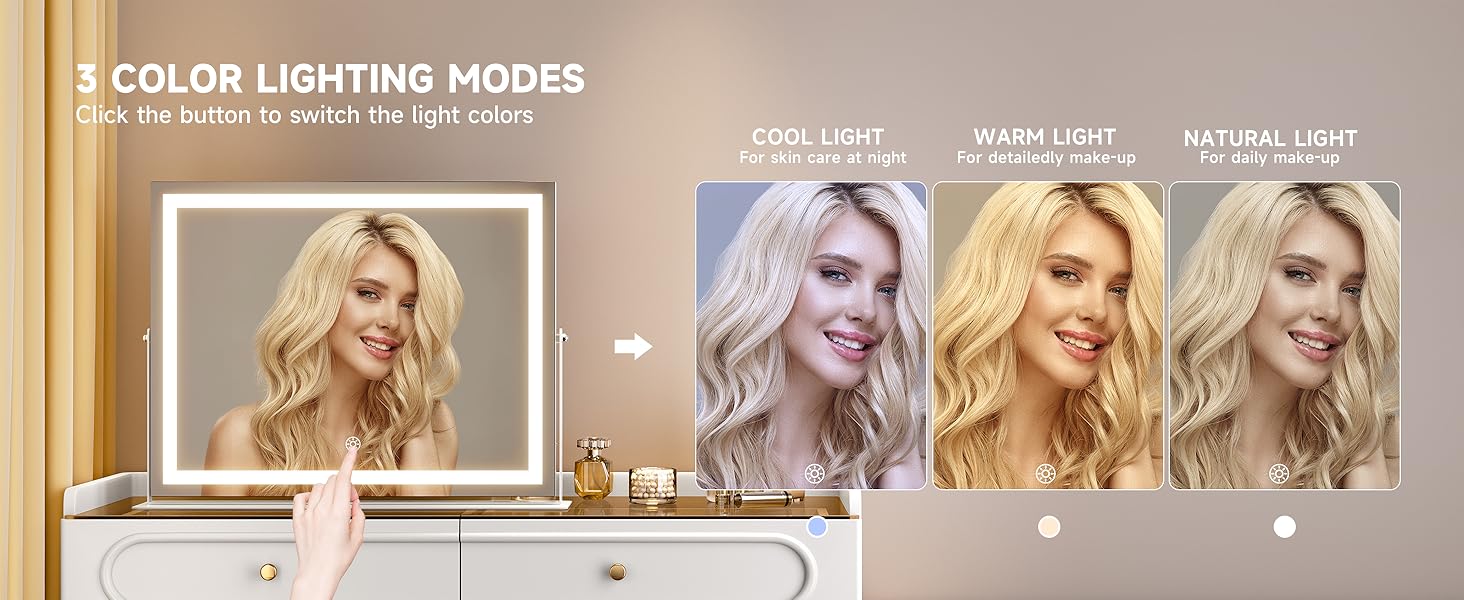 vanity mirror 3 color lighting modes