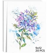20 Sheets Watercolor Paper 9x12, 140lb/300gsm Cold Press Watercolor Paper Bulk, Cotton Water Colo...