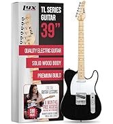 LyxPro 39” Electric Guitar TL Series, Full-Size Paulownia Wood Body, 3-Ply Pickguard, C-Shape Nec...