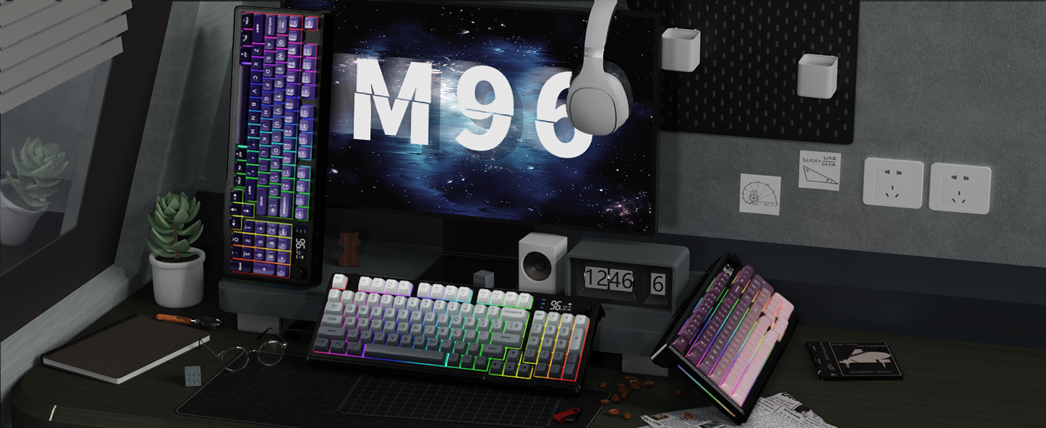 FREEWOLF M96 Wireless Gaming Keyboard Creamy Membrane with Rainbow Backlight