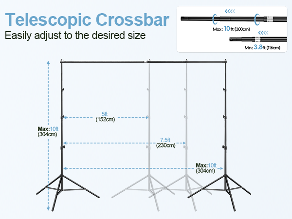 This crossbar can be easily extended from 3.8 feet to 10 feet wide