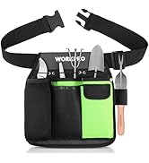 WORKPRO Gardening Tool Belt, Single Side Garden Tool Pouch with 5 Pockets and Adjustable Waist Be...